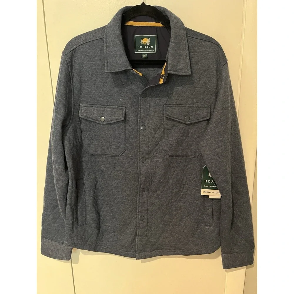 Horizon by Bass Creek Outfitters Blue Fleece Snap Shirt Jacket Men's Size Medium